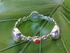 SS Bangle with Iridescent Glass Gem Red Marbles