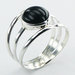 Triple Sterling Silver Open Band Round Black Agate Gemstone