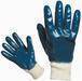 Blue nitrile fully coated working gloves, jersey liner, knit wrist
