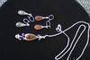 Baltic  Amber 3 Colors Lariat Necklace and matching earrings, SS Set.