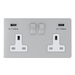 UK Type 13A Double USB Metal Wall Switched Socket