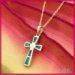 Fine Jewelry - 14K Australian Opal & Diamond Religious Cross Pendant