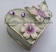 Glass jewelry trinket box with purple butterfly