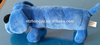 Squeaky plush dog blue stick stuffed animal toy