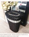 Large round wicker laundry storage basket with lid