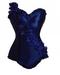 Blue women corset with rose shoulder strap