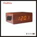 Best gift wooden led alarm clock with bluetooth speaker and QI charger