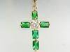 Green emerald cross pendant