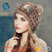 Jacquard straight needle knit hats gorro invierno slouch women cap wit