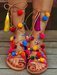 Crisscross lace-up Adjustable ties with colorful tassels Gladiator  po