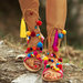 Crisscross lace-up Adjustable ties with colorful tassels Gladiator  po