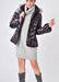 Ladies goose down puffer coat with rabbit fur trims, shining coated