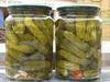 Pickled baby cucumbers in jar