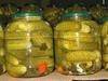 Pickled baby cucumbers in jar