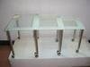 3ps Removable Desk Set W. Clear Glass Board W. 4 Sets Casters In Chrom