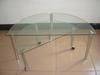 K/D Removable Half Round Desk W. Clear Glass Board & W.4ps Casters In