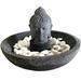 Lava stone round tray with Budha head sculpture