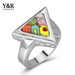 Wedding Finger Colorful Rings With Name Set For Couples