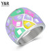 Wedding Finger Colorful Rings With Name Set For Couples